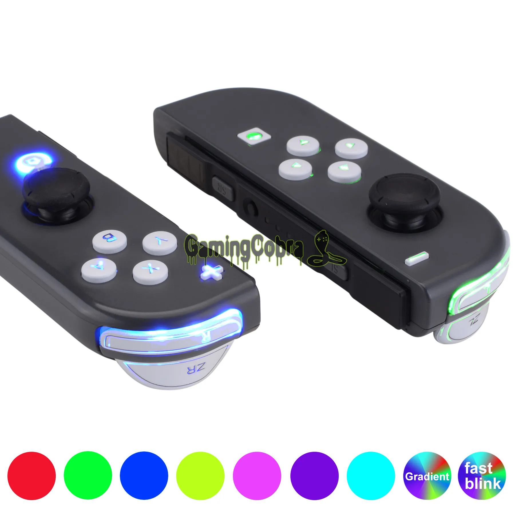 White NS Joycon DFS LED Kit Multi-Colors Luminated Classical Symbols ABXY Trigger Face Buttons for NS Switch JoyCon