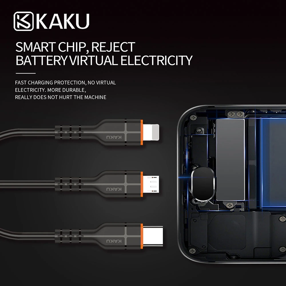 Каку 3 в 1 usb телефонный кабель для iPhone XS MAX XR X 8 7 6 кабель Micro usb type C кабель для samsung S10 S9 Быстрая зарядка 3.2A