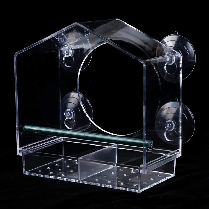 Clear Acrylic Bird Feeder Window Mount with Strong Suction Cup Seed Tray Outdoor Bird Feeder for Finch Cardinal Bluebird bird feeder