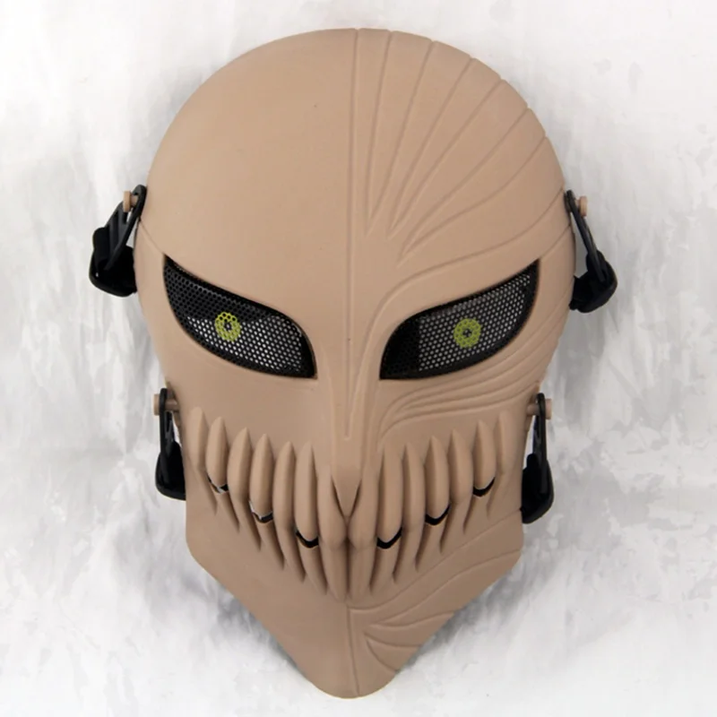 DE Death Ichigo Kurosaki Bleach Full Face Tactical Mask Skull Cosplay Halloween Wargame Military Army Airsoft Paintball Masks - Цвет: DE
