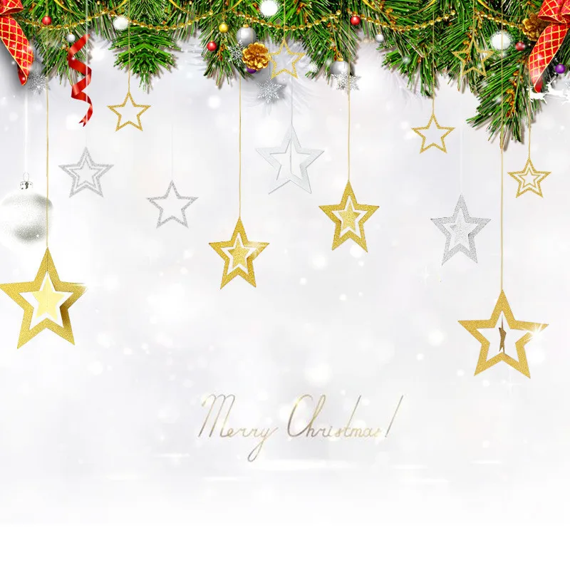 

7pcs Golden Twinkle Star Paper Pendant Garlands Christmas Decorations for Home New Year 2020 Deco Natal Kerst Ornaments Navidad