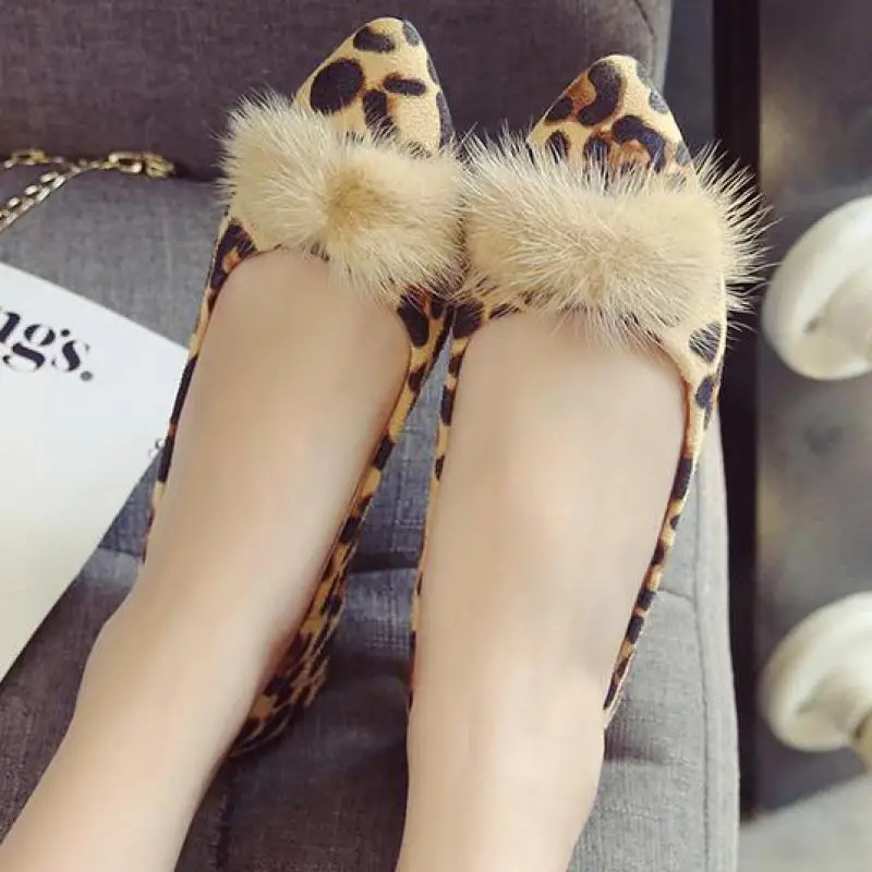 

Casual Women Shallow Single Flats Shoes Loafers Slip On Pointed Toe Office Leopard Print Comfortable Lady Shoes Plus Size 42 43