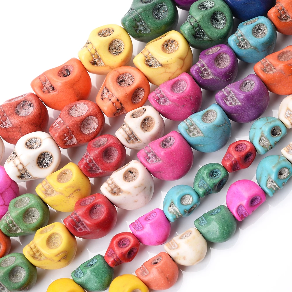 Mixcolor Skull Turquoises Beads Natural Stone Beads for Jewelry Making DIY Bracelet Necklace Earring Accessories 8/10/12mm