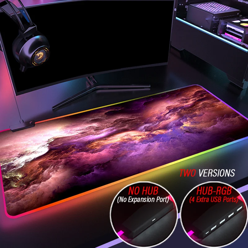 Abstract Art Rgb Gradient Backlit Gaming Mouse Pad Galaxy Customized
