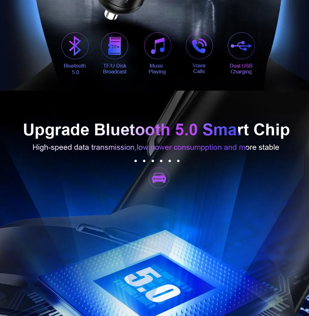 Автомобильное зарядное устройство Udyr 3,0 A quick charge, Bluetooth, двойной USB, зарядное устройство для телефона, fm-передатчик, быстрая зарядка, MP3, TF карта, музыкальный автомобильный комплект