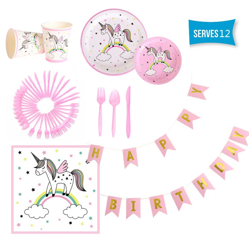 

Unicorn Tableware Kids Birthday Party Disposable Unicorn Plates Napkins Cups Unicorn Birthday Party Supplies Baby Shower BE39