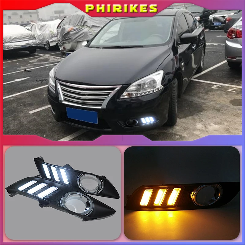 

Car 1 Set drl For Nissan Sylphy sentra 2013 2014 2015 LED DRL Daytime Running Lights Daylight Fog light cover headlamp