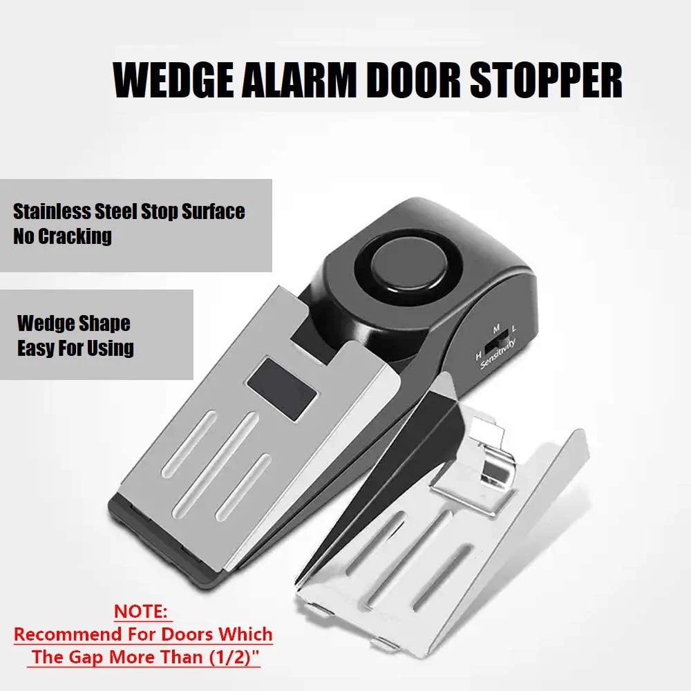 Upgraded Door Stopper Alarm Portable 120db Wedge Security Floor Door Stops Adjustable Sensitivity For Home Dormitory Traveling Door Stopper