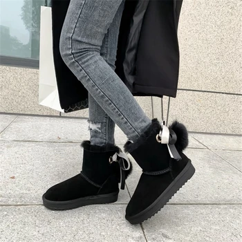 

Women's winter snow boots 2020 Woman Ankle Boot Warm Plush Flat Boots Causal Snow Boots Indoor Ladies Platform shoes