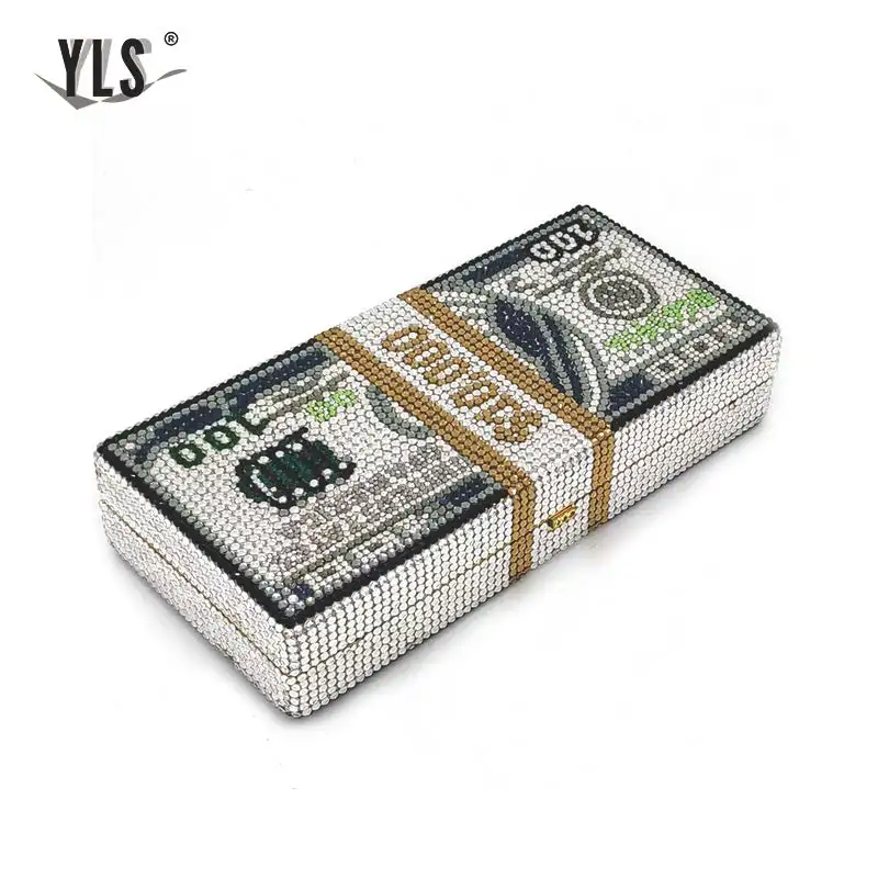 YLS Unique Design$100 Dollars Money Clutch Ladies Fashion Luxury Diamond Evening Bag Women Dinner Party Handbag Crystal