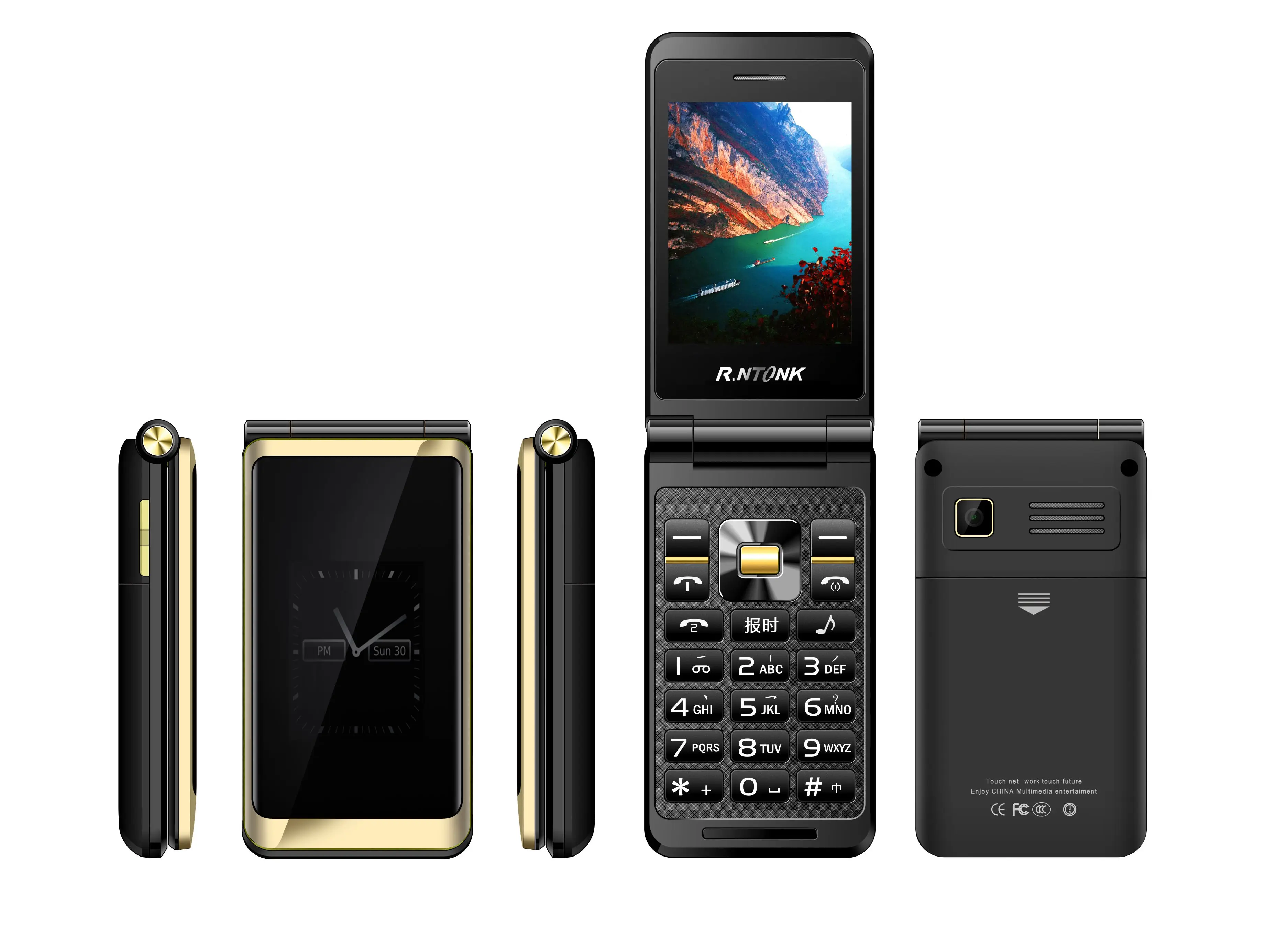 Черный Откидной двойной экран " откидной русскоязычный тастатур gulstige senior handy Handys dual sim laut sound camara MP3 - Цвет: Черный