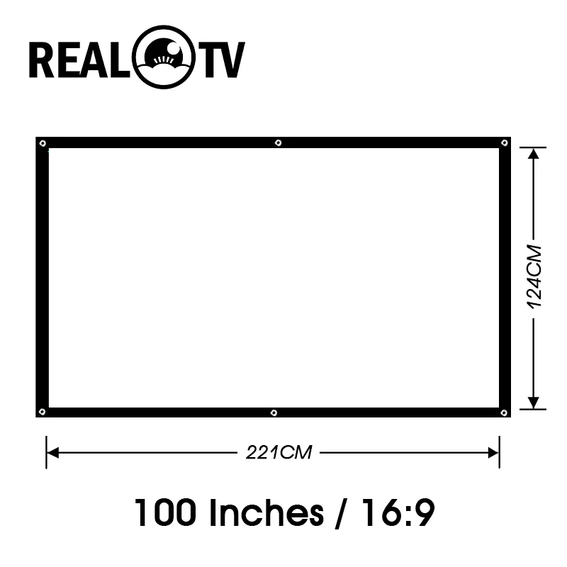 Pantalla de proyector portátil REAL TV, 100 pulgadas, 16:9, Material de tela blanca, proyector LED para cine en casa|Pantallas para proyectores| -