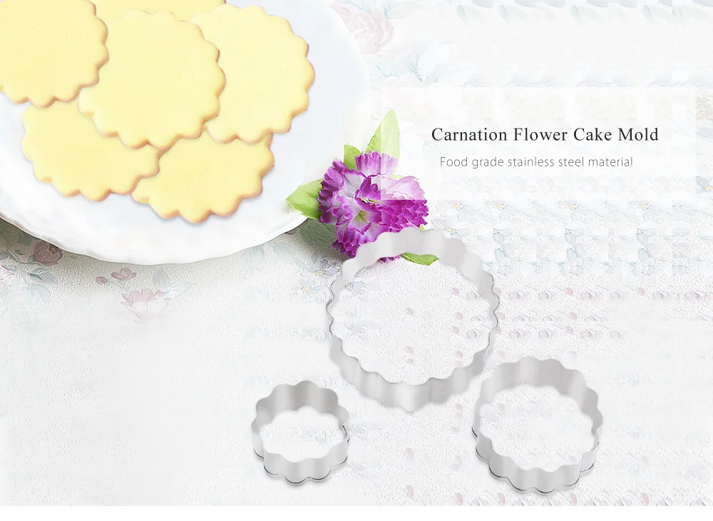 Clay Cutter 3pcs Carnation Flower Mould Stainless Steel Fondant Cake Cutter Baking Mold