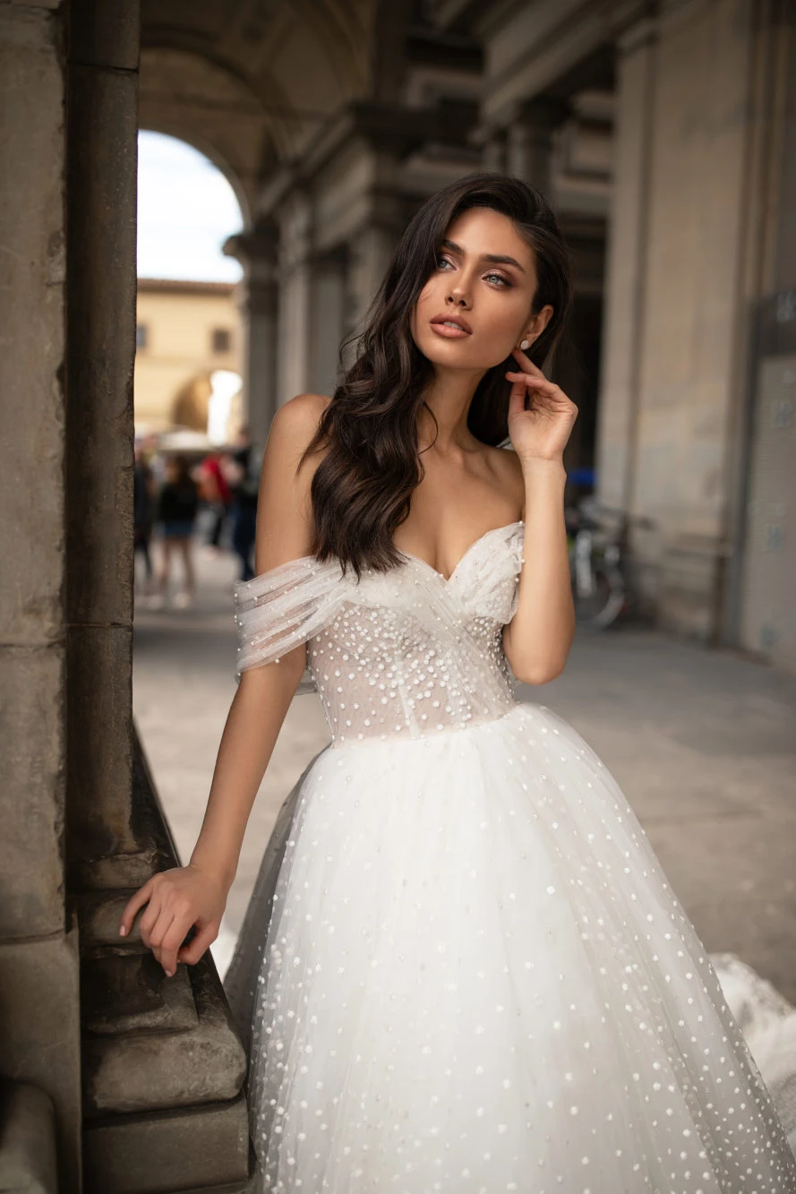 Vivian's Bridal, роскошное кружевное свадебное платье со шлейфом, сексуальное, с открытыми плечами, милое, с открытой спиной, из сетчатой ткани, свадебное платье