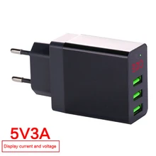 Светодиодный дисплей EU US 3 порта USB зарядное устройство 3 А USB ЗУ для мобильного телефона Быстрая зарядка настенное зарядное устройство для samsung S8 Xiaomi 9
