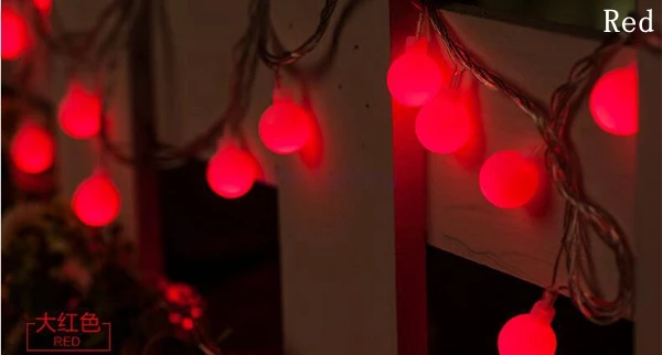 Светодиодная гирлянда с шариками, 2 м, 3 м, 4 м, 5 м, 10 м, 20 м, на батарейках, свадебная, Рождественская, уличная гирлянда, водонепроницаемые декоративные лампы - Испускаемый цвет: Red