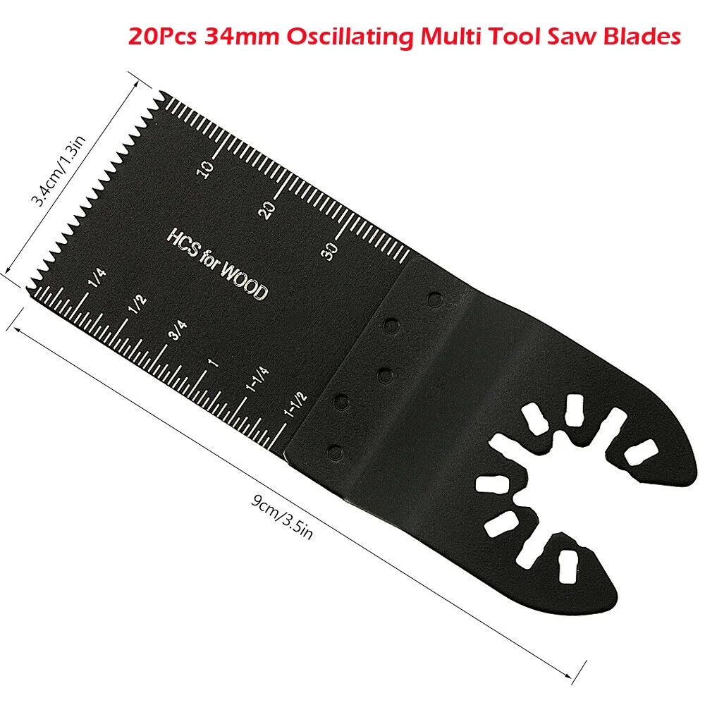 20pcs 34mm 20 шт./компл. колеблющихся мульти инструмент пилы для Фейн Bosch Multimaster Makita Bosch для резки по дереву инструменты для реставратор Мощность лезвия - Цвет: 20pcs 34mm