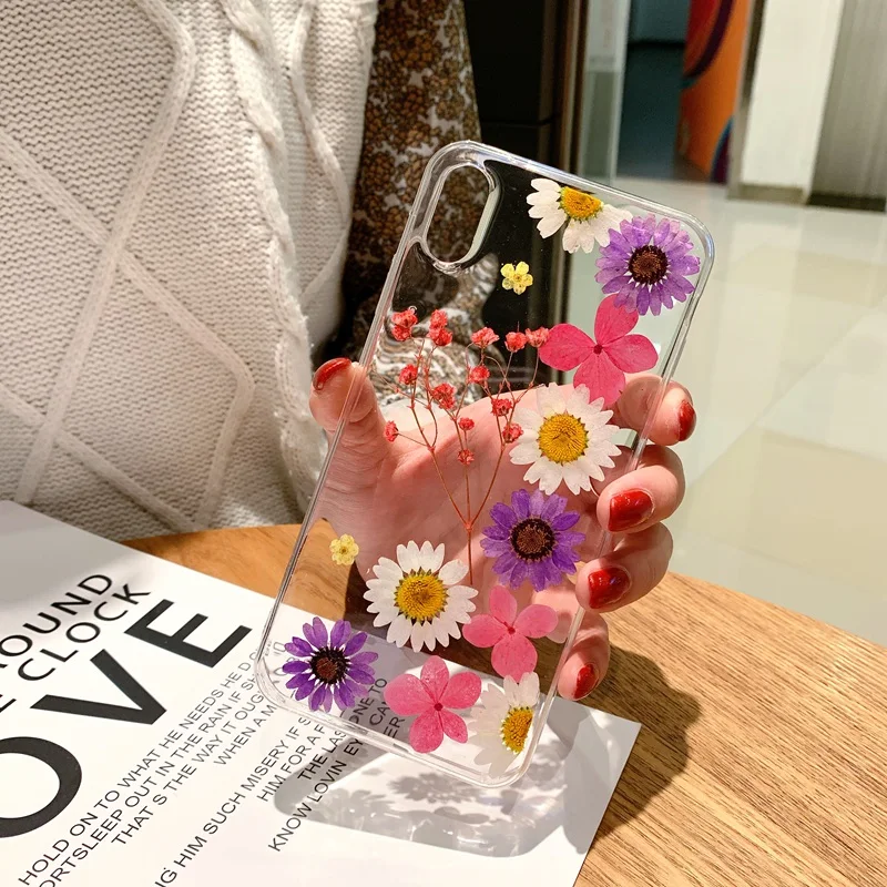 T11 Tfshining настоящий прессованный высушенный чехол с цветами для iphone 11 11pro max X XR Xs max 6 6s 7 8 plus, прозрачный чехол, блестящий девчачий чехол - Цвет: T11