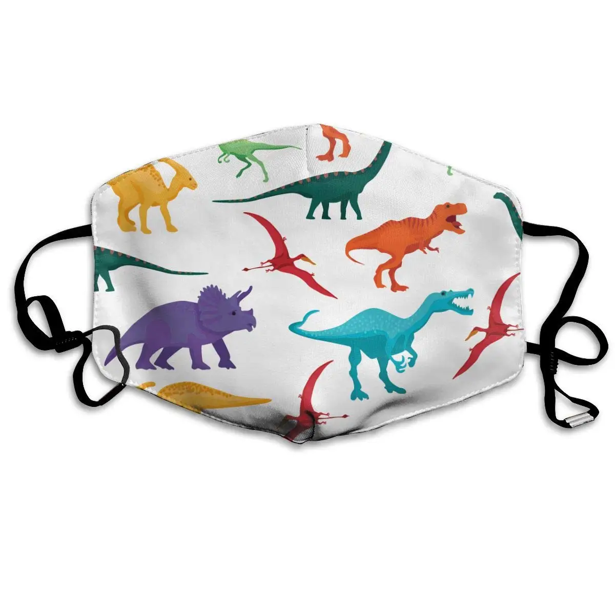 

Cartoon Dinosaur Art Washable Reusable Mask, Cotton Anti Dust Half Face Mouth Mask For Kids Teens Men Women With Adjustable