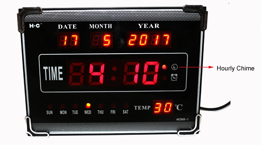 Настольный Электрический будильник, украшение дома, красный, ежечасный звонок, светодиодный, цифровые настенные часы с календарем, датой недели, температурой