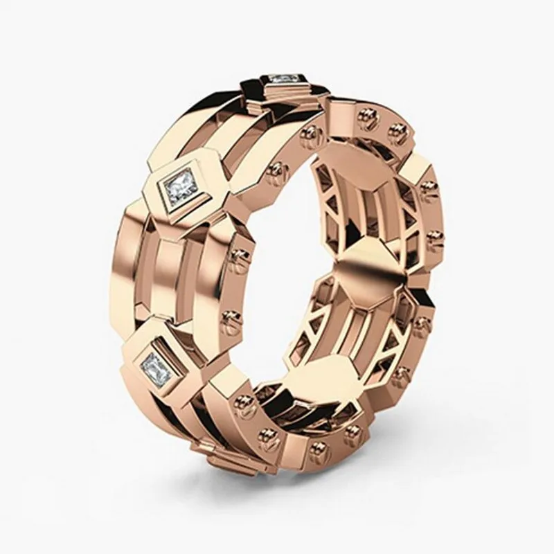 Хип-хоп современная мода ювелирные изделия 925 серебро и розовое золото заполнение обещания кольцо вечерние женские Свадебные Обручальное кольцо для мужчин подарок