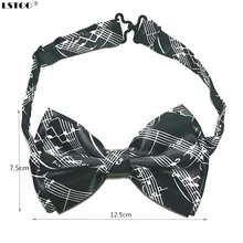 12*7,5 см, черный, белый, музыкальный, напечатанный мужской унисекс Регулируемый галстук-бабочка, двухслойный галстук-бабочка для свадьбы, LJ005