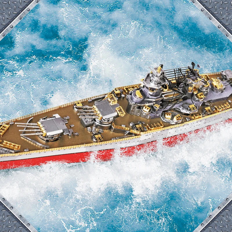 MMZ MODEL Piececool 3D Metal Puzzle P157 RICHELIEU BATTLESHIP DIY Assemble Model Kits Laser Cut Jigsaw toys gift for children 6