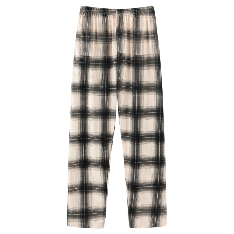 mens pajama pants Male pajamas autumn cotton long pants Japanese style simple elastic waist casual big yards L-4XL lattice men home sleep bottoms mens pajama shorts set Men's Sleep & Lounge