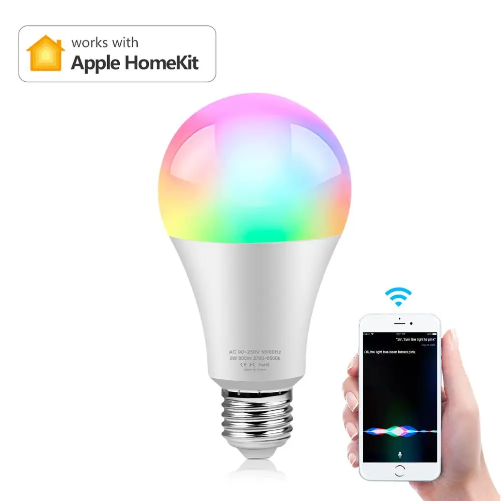 Wi Fi/Bluetooth лампы неоновый освещение RGBWW светодиодный E27 умное Домашнее AC85 265V