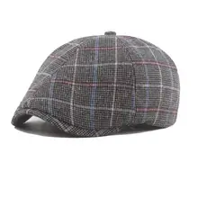 Мужская однотонная Клетчатая Шерстяная хлопковая шапка Newsboy с эластичным черным чеком для мальчиков серые чеки бежевые чеки Шапки Берет для мальчика шапки