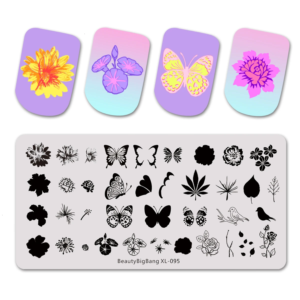 BEAUTYBIGBANG 6*12 см прямоугольные пластины для стемпинга ногтей для ретро природы мира цветочный лист тема для дизайна ногтей шаблонные штампы пластины - Цвет: BBB-095