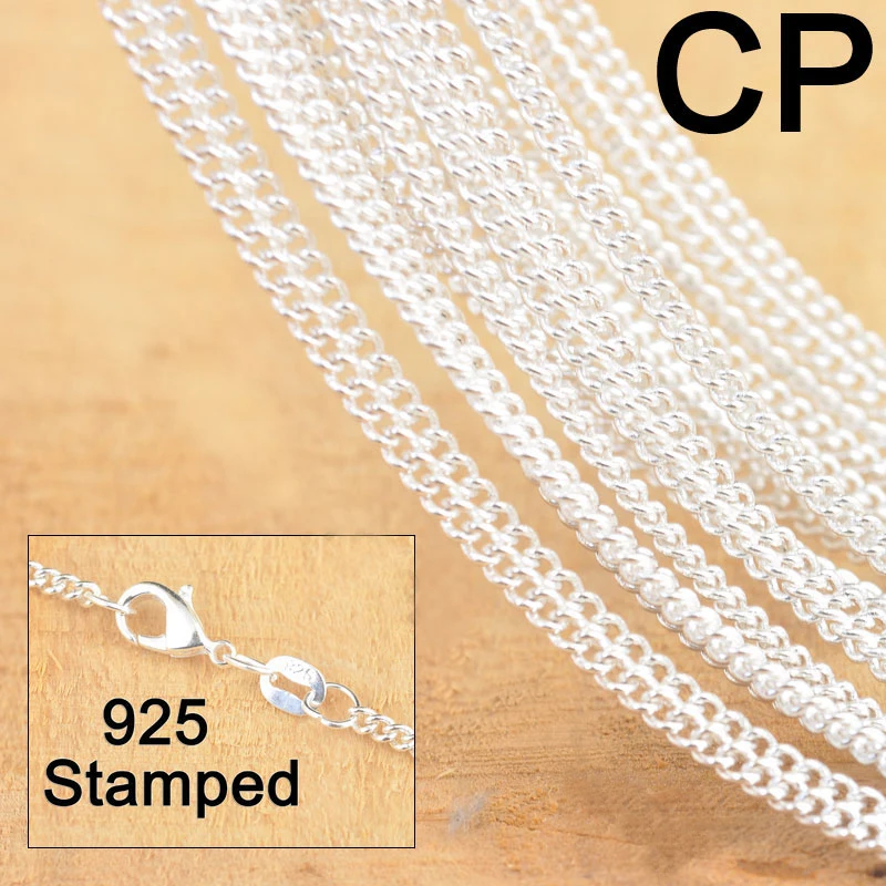 Hot Sale 18 Inch 925 Sterling Silver Jewelry Flat Curb Necklace Chains with Lobster Clasps for Woman Men Classic Fashion Collar