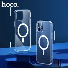 HOCO orijinal manyetik kılıfı iPhone 11 12 Pro Max 12 mini durumda Magsafe için kablosuz şarj çantasi darbeye dayanıklı koruma TPU kılıf