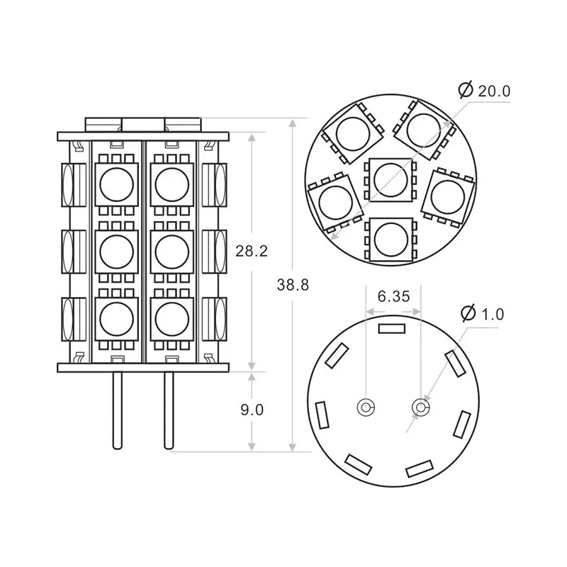 Бесплатная доставка! 5 шт./лот Светодиодная лампа G6.35 Лампа 12VAC/12VDC/24VDC 27LED 5050SMD 4 Вт 540