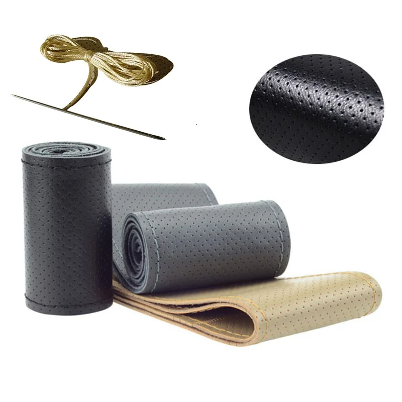 DIY настоящая Воловья кожа Чехол рулевого колеса автомобиля Funda Volante чехол рулевого колеса автомобиля оплетка рулевого колеса Cubre Volante Auto