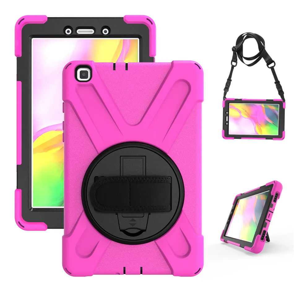 Чехол для Samsung Galaxy Tab A 8,0 SM-T290 SM-T295 T295 T297 чехол Funda противоударный сверхмощный с ремешком на запястье+ пленка+ ручка - Цвет: rose