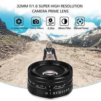 

VELEDGE 32mm F/1.6 Super High Resolution Standard Camera Prime Lens for Fuji Fujifilm X-Mount Mirrorless Cameras