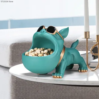 

Nordic bulldog sculpture decoration home accessories sculpture dog storage basket candy box living room desktop key storage box