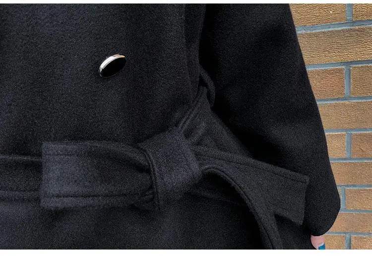 Шерстяное пальто для женщин зимняя куртка черная шерстяная офисная Дамская двубортная Chaqueta кашемировая элегантная Рабочая верхняя одежда теплая H76