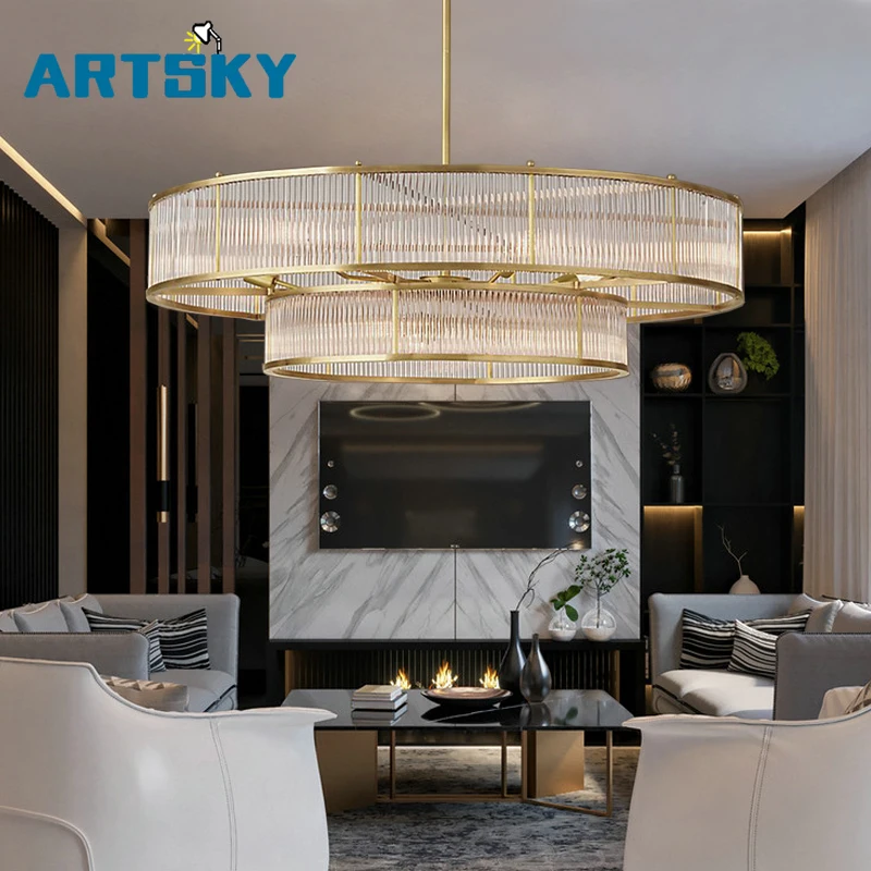 

Modern Nordic American Personality Double-decker Chandelier Villa Hotel Home Lighting