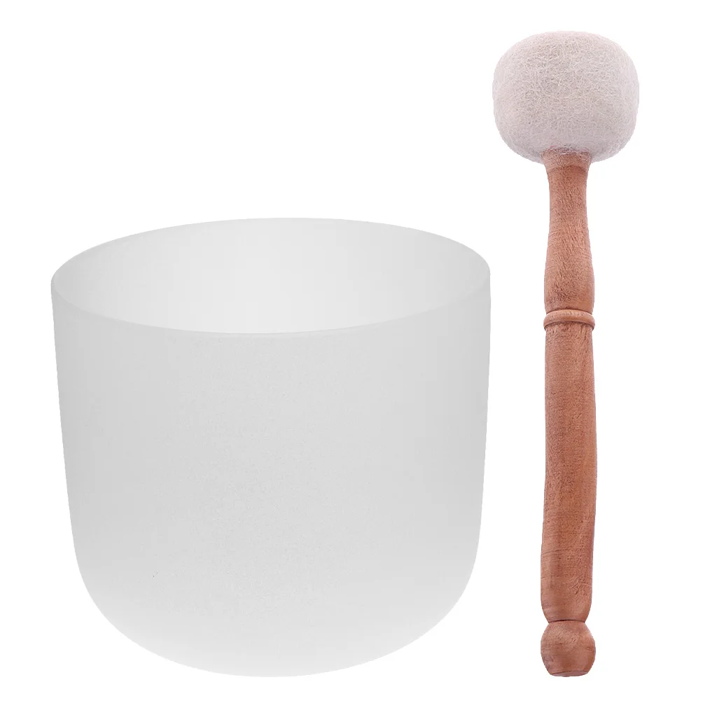 

Crystal Singing Bowl C Note for Root Meditation 8 Inch White+ Felted Mallet