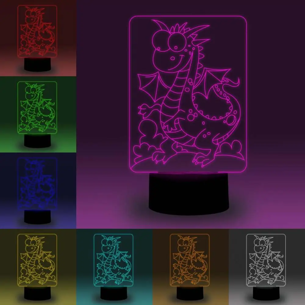 

NiteApps 3D Comic Dragon LED Night Light Desk Table Illusion Lamp Holiday Birthday Gift APP/Touch Control