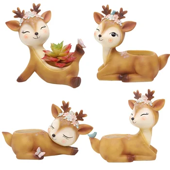 

Cartoon Deer Flower Pot Craft Desktop Decoration Cute Succulent Planter Garden I88 #1