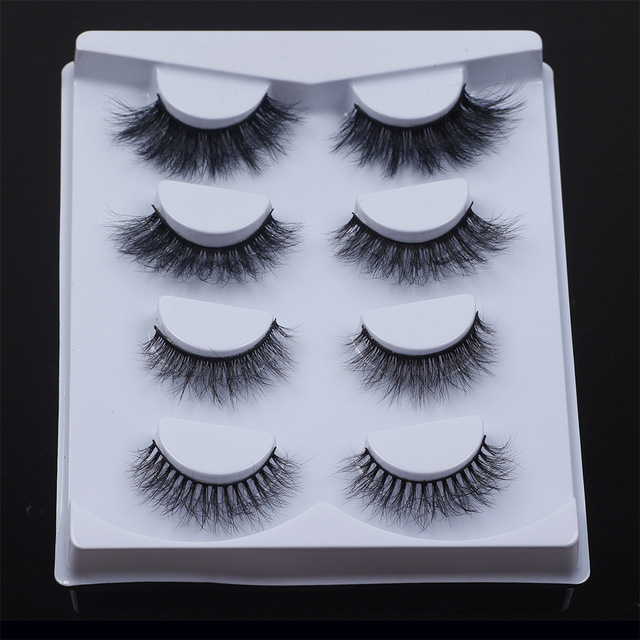 4Pair 3D Mink Eyelashes Fluffy Dramatic Eyelashes Makeup Wispy Mink Lashes Natural Long False Eyelashes Thick Fake Lashes