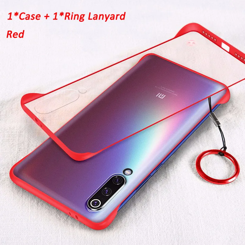 Безрамный Прозрачный матовый Жесткий Чехол для Xiaomi mi CC9E 9T mi 9 SE mi 8 A3 Lite Red mi K20 Pro 7A 7 Note8 7 с кольцом для пальца - Цвет: 1