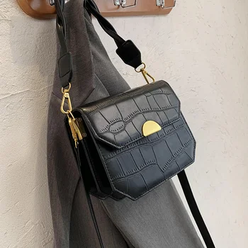 

Mini Stone Pattern PU Leather Crossbody Bags for Women 2021 Winter Vintage Shoulder Handbags Female Travel Cross Body Bag