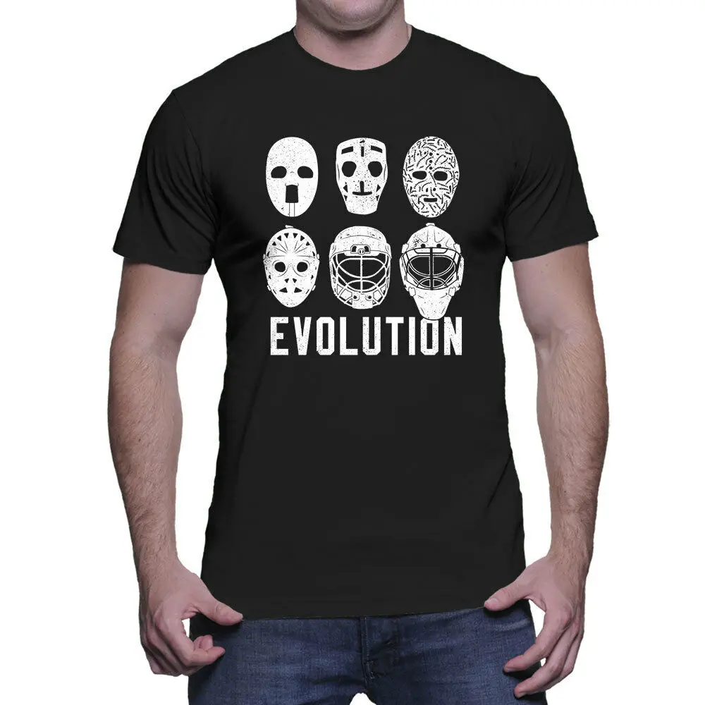 Evolution of Goalie Mask - Hockey Puck Ice Stick Skate Mens T-Shirt 2019 New Fashion Brand Print Male T Shirts | Мужская одежда