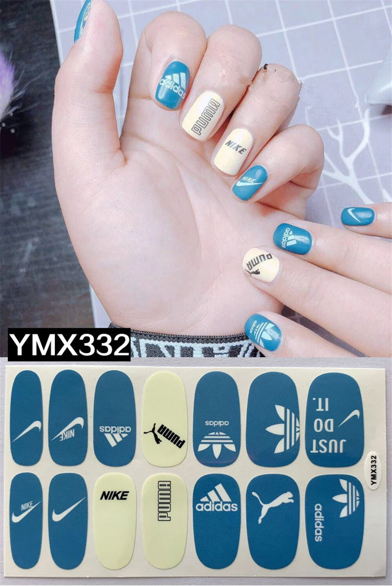 YMX332 14 Tips beauty полное покрытие DIY самоклеющиеся обертывания наклейки градиентный цвет блестящие наклейки для ногтей художественные Советы маникюрные украшения мода - Цвет: YMX332
