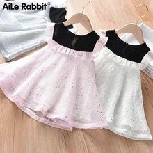 Новинка года; платья для девочек; Летнее Детское платье принцессы; детская одежда в Корейском стиле; платье со снежинками и блестками