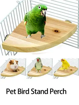 

Pet Bird Perch Platform Stand Wooden Small Animals Playground Cage Accessories For Budgies Parakeets Black Parrots Pet Supplies